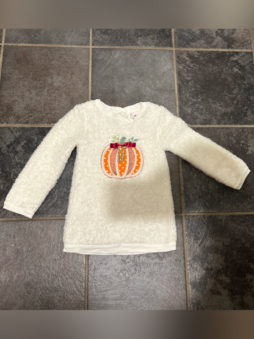Little Lass Girls' Pullover Top with Pumpkin Appliqué size~6